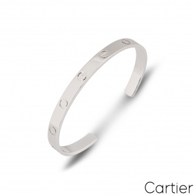 Cartier White Gold Plain Love Cuff Bracelet Size 17 B6032517 Cartier White Gold Plain Love Cuff Bracelet Size 17 B6032517